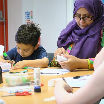 A child drawing at Gorton Library