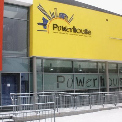 Outside of a library and youth centre