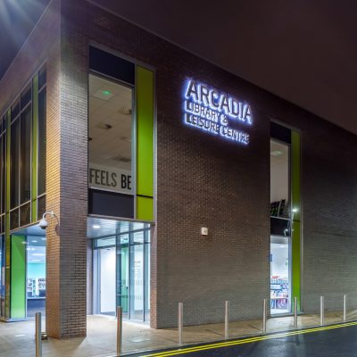 Outside the Arcadia Leisure Centre
