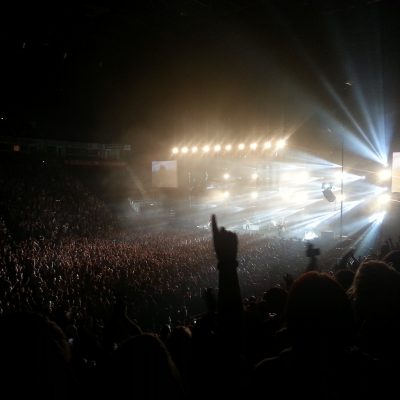 A big crowd watching a concert