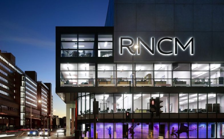 Outside of Royal Northern College of Music at night