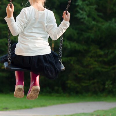 A child on a swing in a park
