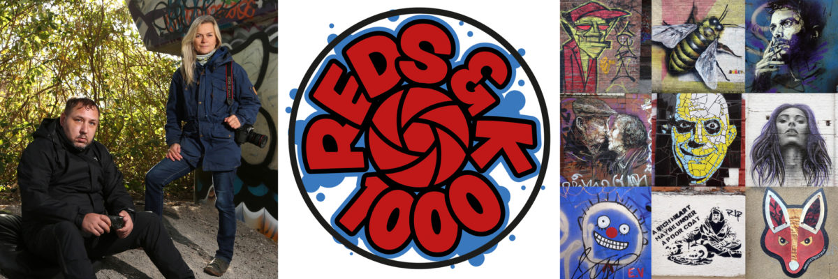 Reds and K 1000 banner and collage of photo images