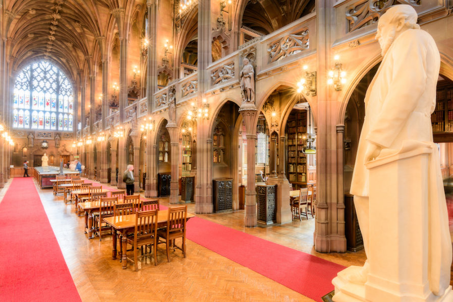 The inside of the John Rylands Library in Manchester city centre.