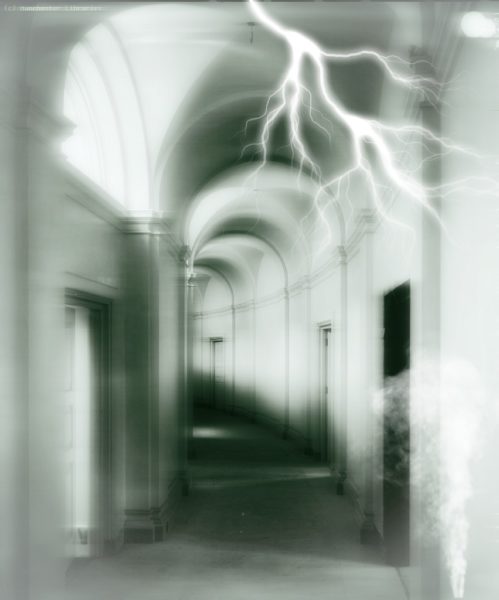 spooky image of central library coridoor