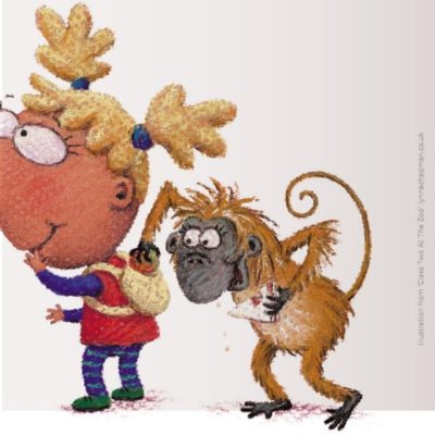 Animated child and monkey