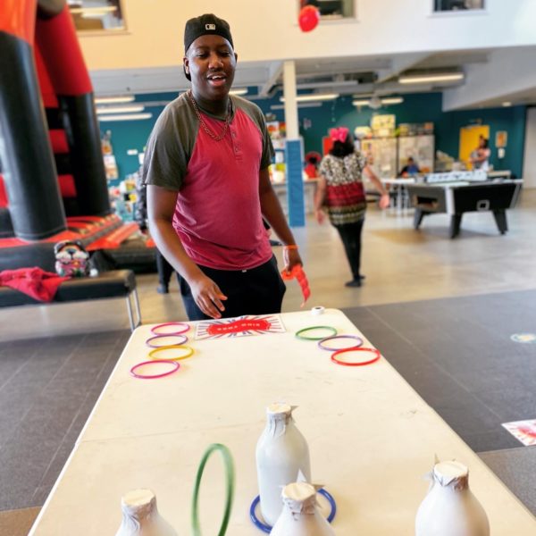 A young person playing table top games