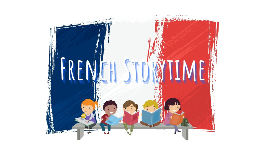 French flag and children (cartoon figures)