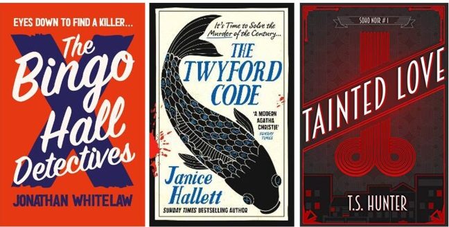 The covers of three crime novels, by Janice Hallett, Jonathans Whitelaw and Sean Coleman