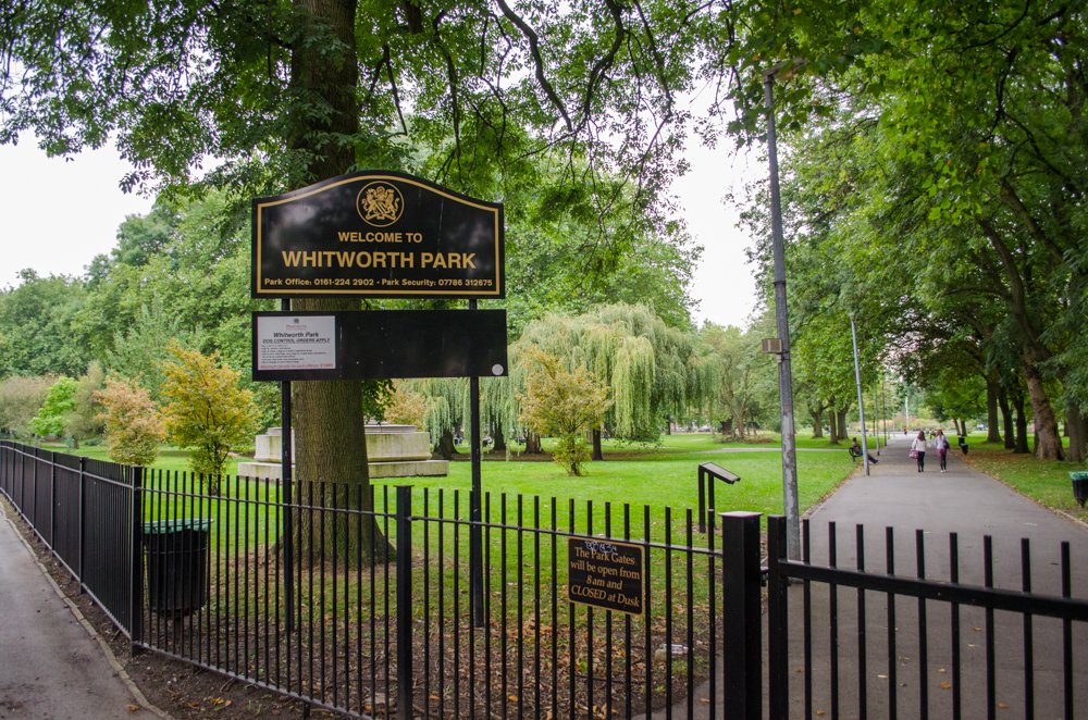 The entrance of Whitworth Park